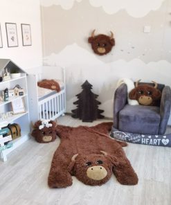 highland cow nursery rug plush farm animal baby decor ideal new baby gift customizable rug size 95 1
