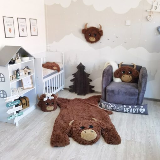 highland cow nursery rug plush farm animal baby decor ideal new baby gift customizable rug size 95 1