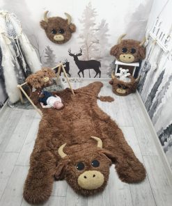 highland cow nursery rug plush farm animal baby decor ideal new baby gift customizable rug size 97 1