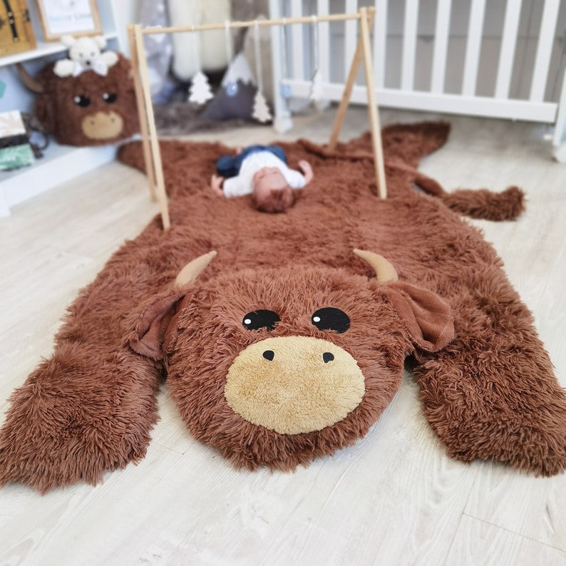 Thảm Bò Highland Thủ Công - Thảm Lót Phòng Nursery Cho Bé
