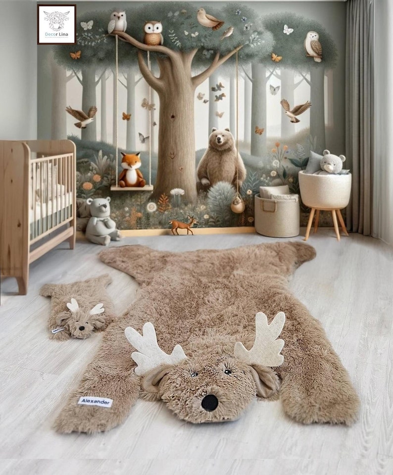 Thảm Hươu Thủ Công Cá Nhân Hóa - Thảm Lót Phòng Nursery Cho Bé