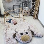 Thamboa Thảm Hình Bò Cao Cấp Vải Minky Siêu Mềm 147x122cm Chống Trượt