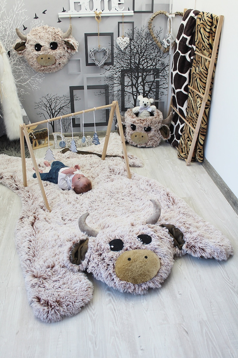 Thamboa Thảm Hình Bò Cao Cấp Vải Minky Siêu Mềm 147x122cm Chống Trượt