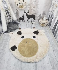 Thamboa Thảm Chơi Hươu Cao Cổ Tròn Lông Kem Cá Nhân Hóa 114 cm
