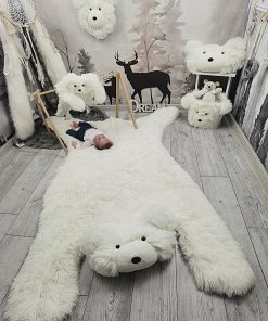 Thamboa Thảm Trải Sàn Gấu Bắc Cực Trắng 147cm Cá Nhân Hóa Cho Bé
