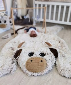 Thamboa Thảm Trải Chơi Hình Bò Cao Nguyên Mềm Mại - Trang Trí Phòng Bé - Quà Tặng Hoàn Hảo