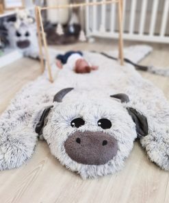 Thamboa Thảm Lót Sàn Lông Xù Hình Bò Nhồi Bông