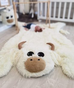 Thamboa Thảm Chơi Hình Bò Cao Nguyên Trắng Lông Mềm Mại Cá Nhân Hóa 147 cm