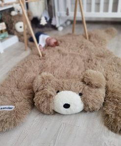 Thamboa Thảm Lót Sàn Lông Xù Hình Gấu Nhồi Bông Nâu Nhạt