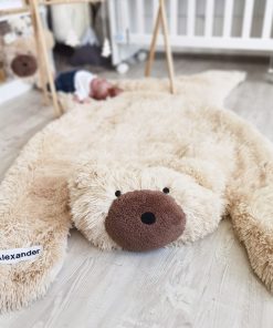 Thamboa Thảm Lót Sàn Lông Xù Hình Gấu Nhồi Bông Be