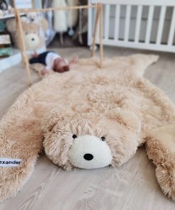 Thamboa Thảm Lót Sàn Lông Gấu Nhồi Bông Giả Màu Be, Trang Trí Phòng Bé Woodland