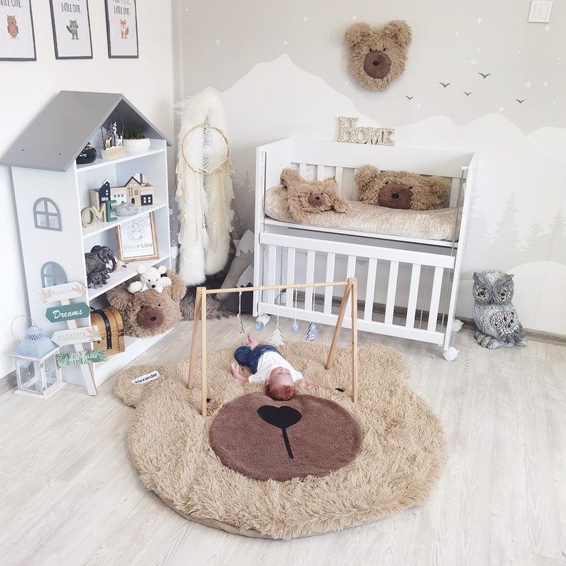Thamboa Thảm Gấu Ngộ Nghĩnh Mềm Mại - Trang Trí Phòng Bé - Chất Liệu Minky Cao Cấp