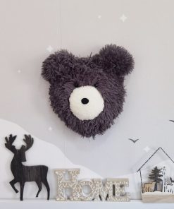 Thamboa Đầu Gấu Treo Tường Lông Xám Cá Nhân Hóa 25x25cm