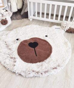 Thamboa Thảm Trải Sàn Gấu Trắng Nâu Cho Bé 114cm Có Thêu Tên