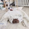 Thamboa Thảm Gấu Shaggy Minky Trải Sàn Cho Bé, Mềm Mại, An Toàn, Thêu Tên Được