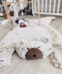 Thamboa Thảm Gấu Shaggy Minky Trải Sàn Cho Bé, Mềm Mại, An Toàn, Thêu Tên Được