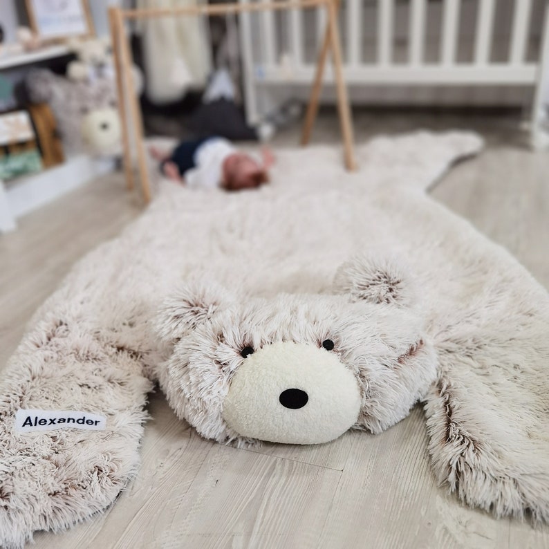 Thamboa Thảm Chơi Hình Gấu Lông Kem Cá Nhân Hóa 147x122cm