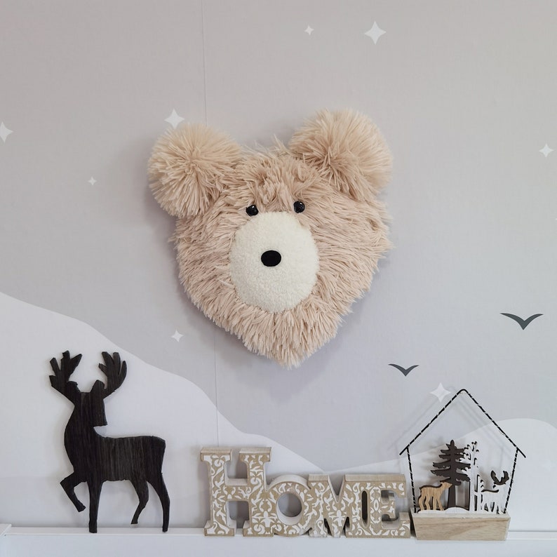 Thamboa Gấu Nhồi Bông Treo Tường Trang Trí Phòng Bé Phong Cách Woodland