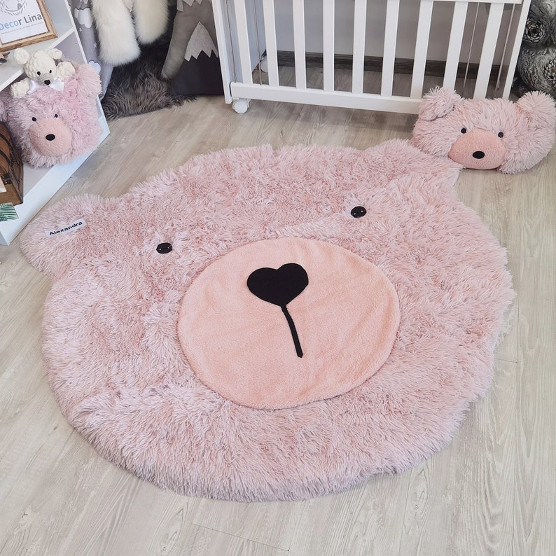Thamboa Thảm Chơi Gấu Hồng Tròn Cá Nhân Hóa 114 cm