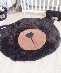 Thamboa Thảm Lót Sàn Lông Xù Hình Gấu Nhồi Bông Đen