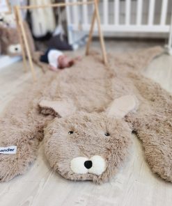 Thamboa Thảm Trải Sàn Hình Thỏ Nâu Lông Mềm Cho Bé 147x122cm Có Thêu Tên