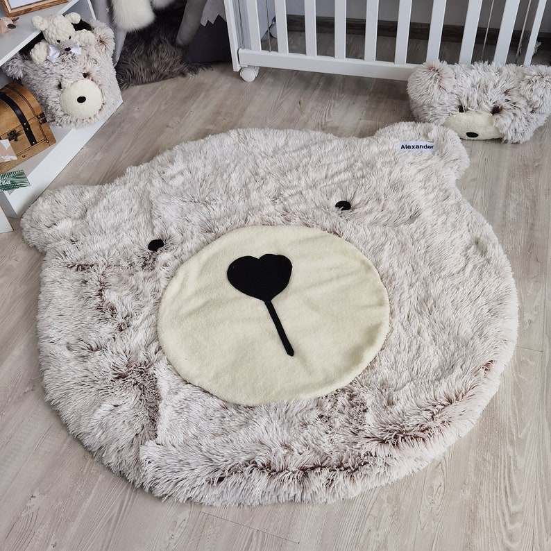 Thamboa Thảm Gấu Shaggy Rừng Xanh Minky Siêu Mềm, Trang Trí Phòng Bé