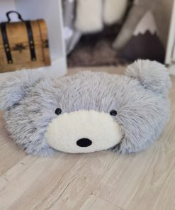 Thamboa Gấu Ngủ Minky Xám Dễ Thương - Gối Trang Trí Phòng Bé - Mềm Mại, An Toàn