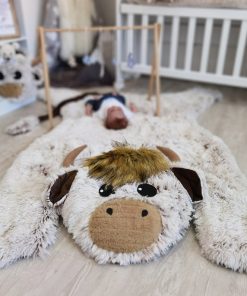 Thamboa Thảm Trải Chơi Hình Bò Cao Nguyên Mềm Mại - Chất Liệu Minky Cao Cấp, Thiết Kế Cá Nhân Hóa