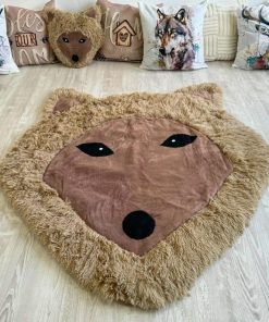 Thamboa Thảm Trải Sàn Hình Sói Nâu Nhạt Cho Bé 118x129cm