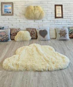 Thamboa Thảm Tròn Mây Mềm Mại Cho Bé - Chất Liệu Minky Cao Cấp, Thiết Kế Dáng Mây, Đường Kính 82cm