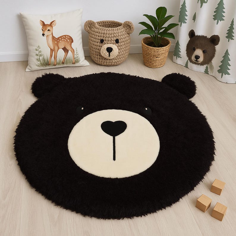 Thamboa Thảm Chơi Gấu Đen Kem Cá Nhân Hóa 152cm