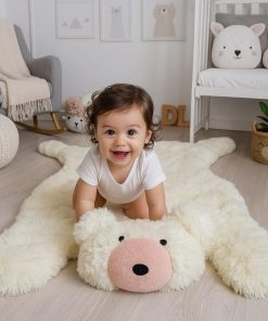 Thamboa Thảm Tròn Gấu Trúc Minky Dành Cho Bé Gái - Mềm Mại, Ấm Áp, Trang Trí Phòng Ngủ