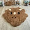 light brown dinosaur rug soft shaggy play mat for kids room plush animal carpet cozy nursery decor custom gift 1692