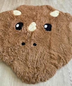 light brown dinosaur rug soft shaggy play mat for kids room plush animal carpet cozy nursery decor custom gift 1700