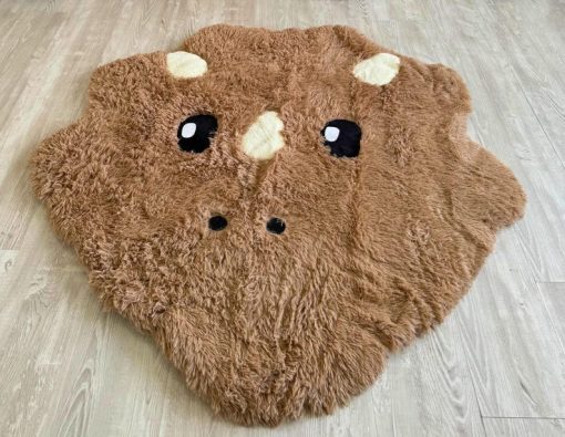 light brown dinosaur rug soft shaggy play mat for kids room plush animal carpet cozy nursery decor custom gift 1700