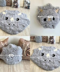 light brown dinosaur rug soft shaggy play mat for kids room plush animal carpet cozy nursery decor custom gift 1701