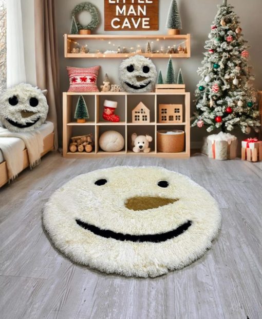 snowman rug for kids room shaggy minky snowman face carpet winter nursery decor personalized christmas playroom mat 1372