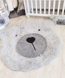 Thamboa Thảm Lót Sàn Lông Xù Hình Gấu Nhồi Bông Xám